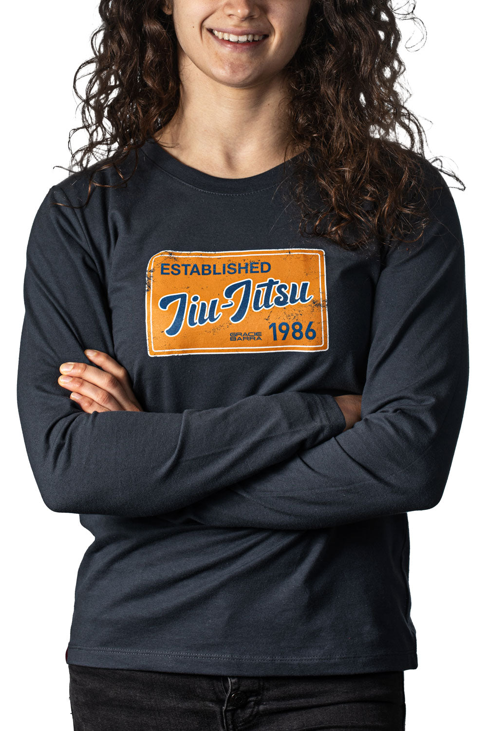 Jiu Jitsu Postcard Womes L/S Tee - Grey