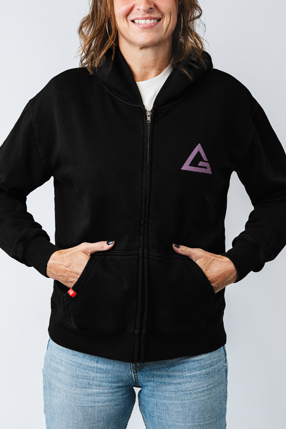 Arte Suave Womens Zip Hoodie - Black